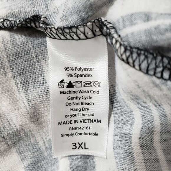 black & white geometric stripe flowy top / soft scoop-neck tee – women’s 3XL - Picture 4 of 7